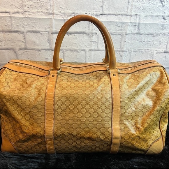 CELINE Brown Canvas + Leather Boston Bag - Picture 3 of 11